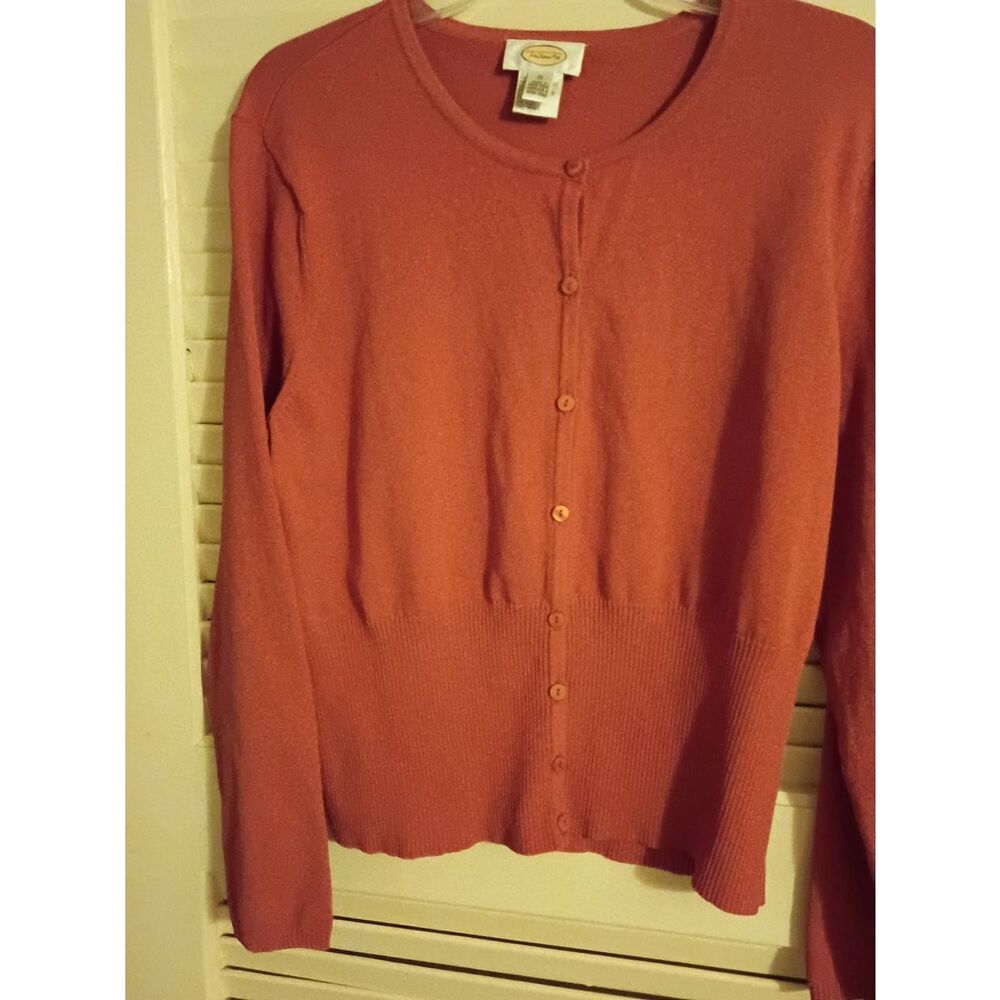Talbots Rust Orange Button-Front Crewneck Cardigan - Picture 5 of 7